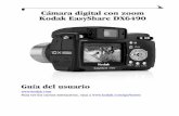 Cámara digital con zoom Kodak EasyShare DX6490ruptor de encendido y apagado 4 Sensores oculares del visor electrónico 11 Botón Review (Revisar) 5 Zoom (Gran angular [W] / Teleobjetivo