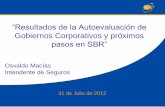 “Resultados de la Autoevaluación de · visión del regulador para mejor aplicar el modelo de SBR, como por ejemplo, requerir complementación a los planes de acción reportados