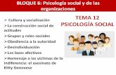 Cultura y socialización TEMA 12 PSICOLOGÍA SOCIAL · La persona recibe la influencia de las instancias socializadoras con el fin de que esta ... • El fenómeno del pie en la puerta