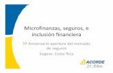 Microfinanzas, seguros, e inclusión financieraMicrofinanzas, seguros, e inclusión financiera 5º Aniversario apertura del mercado de seguros Sugese, Costa Rica