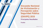 Título de la presentación - inegi.org.mx · Puebla, destacan la pérdida de tiempo con 36.9% y la desconfianza en la autoridad con 15.2% dentro de las causas atribuibles a la autoridad.