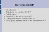 Servicio DHCP · Definiciones Reserva de direcciones IP: – Direcciones IP utilizadas para asignarse siempre a las mismas estacions clientes. – Se suele utilizar para asignar a