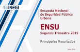 Encuesta Nacional Urbana ENSU - INEGI · Contexto •El INEGI presenta la vigésimo cuarta edición de la Encuesta Nacional de Seguridad Pública Urbana (ENSU). •La ENSU proporciona