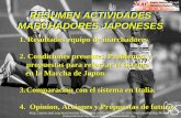 RESUMEN ACTIVIDADES MARCHADORES JAPONESES · 1. Resultados equipo de marchadores 2. Condiciones presentes. Problemas y propuestas para reforzar el sistema en la Marcha de Japon. 3.Comparacion