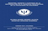 REGISTRO, MANEJO Y CUSTODIA DE LA INFORMACIÓN EN EL ... · Registro, manejo y custodia de la información en el ejercicio profesional de la Psicología en Colombia Gloria María