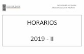 HORARIOS 2019 - II - UNFV · 2019-09-08 · Proyecto Integrador 1er Grupo Juana Chirinos (P) Proyecto Integrador 2do Grupo Juana Chirinos (P) Biologia (T) SALINAS Metodologia de Investigacion