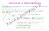 ESTUDIO DE LA CIRCUNFERENCIAolmo.pntic.mec.es/~agog0016/pdf/1BT/Circunferencia... · Circunferencia: lugar geométrico de los puntos del plano que equidistan de uno interior llamado