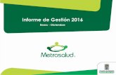 Informe de Gestión 2016 - metrosalud.gov.co · Línea 3 Cuentas por pagar Concepto 2015 2016 Compra de bienes y servicios 19.067 23.926 Contratistas prestación de servicios 11 2.143
