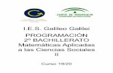 I.E.S. Galileo Galilei PROGRAMACIÓN 2º BACHILLERATO Matemáticas Aplicadas a las ...iesgalileocordoba.es/wp-content/uploads/2015/10/PROGRAMA... · 2020-03-20 · 7 UNIDAD 1: MATRICES.