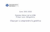 Curs: 2011-2012 Diploma Sèniorde la UOM. Primer curs ... · dominancia incompleta y codominancia Definición El fenotipo del heterocigoto es igual al de uno de los homoci- gotos