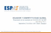 ECUADOR Y COMPETITIVIDAD GLOBAL - ESPAE - ESPOL · 2019-12-10 · ECUADOR Y COMPETITIVIDAD GLOBAL . Presentación de los resultados del ICG 2016- 2017 del WEF Sara Wong, Ph.D.* Septiembre