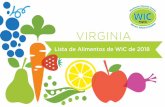 VIRGINIA · 2018-03-01 · Los alimentos que obtiene de WIC proporcionan nutrientes importantes para una buena salud y desarrollo. Los alimentos de WIC tienen como objetivo agregar