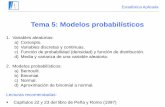 Tema 5: Modelos probabilísticos - UC3Mhalweb.uc3m.es/esp/Personal/personas/mwiper/docencia/... · 2014-01-07 · Cuando n es suficientemente grande el comportamiento de una distribución