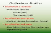 Clasificaciones climáticas - WordPress.com · Clasificaciones climáticas •Sistemáticas o racionales –Usan valores climáticos Köppen (1923) Thornthwaite (1948) •Agroclimáticas