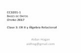 CC3201-1 B DATOS O 2017 Clase 3: ER II y Álgebra Relacionalaidanhogan.com/teaching/cc3201-1-2017/lectures/BdD2017-03.pdf · CC3201-1 BASES DE DATOS OTOÑO 2017 Clase 3: ER II y Álgebra