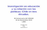 Investigación en educación y su relación con las políticas ......Investigación en educación y su relación con las políticas: Chile en tres décadas. 30 Aniversario del GRADE