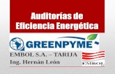 Auditorías de Eficiencia Energética EMBOL.pdfEMBOL S.A. - TARIJA •Parte del Grupo de Embotelladoras Bolivianas Unidas S.A. •Cubre el mercado de bebidas gaseosas de Tarija y parte