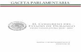 MARTES 11 DE SEPTIEMBRE DE 2018 GACETA NO. 05congresodurango.gob.mx/Archivos/LXVIII/GACETAS/Gacetas... · 2018-09-20 · desarrollo de la vida democrática y preservar el fortalecimiento