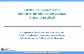 Brote de sarampión Informe de situación actual Argentina 2010 · PROGRAMA DE INMUNIZACIONES. ARGENTINA 2010. Fortalezas • • Percepción del riesgo de importación previo a la