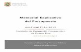 Memorial Explicativo del PresupuestoMemorial de Presupuesto 2014-2015 Comisión de Desarrollo Cooperativo de Puerto Rico Hon. Sergio Ortiz Quiñones - Comisionado 3 La Comisión de