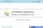 Presentación de PowerPoint...2019/04/19  · INFORME SEMANAL FONDO COLOMBIA EN PAZ No. Informe: 54 15 al 19 de abril de 2019 Glosario Convocatoria: Indica la fase en la cual se inicia