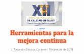 mejora continua Herramientas para la · 2019-11-21 · Herramientas para la mejora continua J. Alejandro Estrada Caraveo / Noviembre de 2019. Enfoque de este taller Regresar a lo