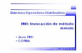 RMI: Invocación de método remotolaurel.datsi.fi.upm.es/_media/docencia/asignaturas/sod/comunicacio… · remota, en realidad hace una invocación de un método del resguardo local.