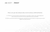 Plan Anual de Desarrollo Archivístico 2019 (PADA) · Plan Anual de Desarrollo Archivístico 2019 (PADA) ... Establecimiento del programa de trabajo para la elaboración del Cuadro
