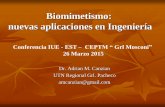 Biomimetismo: nuevas aplicaciones en Ingeniería · Biomimetismo: nuevas aplicaciones en Ingeniería Dr. Adrian M. Canzian UTN Regional Grl. Pacheco amcanzian@gmail.com Conferencia