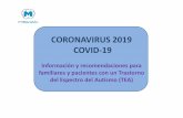 CORONAVIRUS 2019 COVID-19 · 2020-03-20 · que ponemos a vuestra disposición, como consultas telefónicas para valorar tratamientos farmacológicos o estrategias de contención.