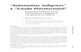 “Autonomías indígenas” y “Estado Plurinacional” · Resumen El artículo sostiene que el concepto de “autonomía” fue introducido por el ... no lacustre, el movimiento