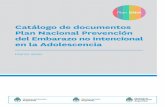 Catálogo de documentos Plan Nacional Prevención del Embarazo …€¦ · Por último, comparte reﬂexiones, desafíos y propuestas de mejora del sistema de monitoreo. Documento