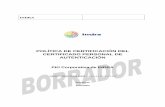 Política de Certificación del Certificado Personal de ...pki.indra.es/politicas/indra-cp-aut.pdf · indra polÍtica de certificaciÓn del certificado personal de autenticaciÓn