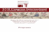 ROMA 2017 XVII Congreso Internacional · 2017-09-18 · ROMA|2017 XVII Congreso Internacional XVII Congreso Internacional de la Asociación Hispánica de Literatura Medieval Roma,