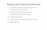 Análisis del Sistema Electoral - WordPress.com · Electorales (Sistema Proporcional). •A) Representación Proporcional (Listas) Los partidos diseñan listas de candidatos (cerradas/abiertas)