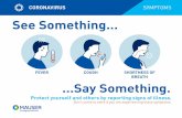 FEVER COUGH SHORTNESS OF BREATH Say Something. · 2020-05-04 · FEVER COUGH SHORTNESS OF BREATH See Something.....Say Something. Protect yourself and others by reporting signs of