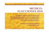 MEXICO: ELECCIONES 2010 - Angelfire · Se disputan 12 gubernaturas, mil 533 alcaldías y 508 diputaciones locales. Primera elección: 16 de mayo 2010 (Yucatán: alcaldes y diputados)