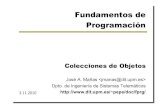 Fundamentos de Programación - UPMpepe/doc/fprg/03-colecciones.ppt.pdf · Fundamentos de Programación Colecciones de Objetos José A. Mañas  Dpto. de Ingeniería