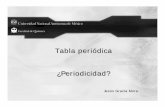 Tabla periódica ¿Periodicidad?icchf.edu.mx/blog/wp-content/uploads/2016/10/Periodicidad_73.pdf · Tabla periódica Sigue siendo un tema muy actual: De 1995 a 15 de feb de 2004 se