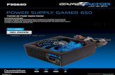 POWER SUPPLY GAMER 650 - Game Factorgamefactor.mx/fichas/ficha-fuente-de-poder-650... · Ahorradora. La fuente de poder PSG650 de Game Factor cuenta con certificación 80 PLUS BRONZE