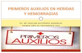 PRIMEROS AUXILIOS EN HERIDAS Y HEMORRAGIASbiblioteca.esucomex.cl/RCA/Primeros auxilios en... · PRIMEROS AUXILIOS EN HERIDAS Y HEMORRAGIAS. HEMORRAGIA La hemorragia es la salida de