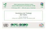 Sesiones de Trabajo del Taller · Villa de Leyva, Colombia, 6-10 de mayo de 2013 13.30 15.15 Organización y objetivos del taller Programa de trabajo del CHM Identificación de los