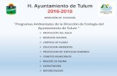 H. Ayuntamiento de Tulum 2016-2018 PARA CAMBIO... · por plantas. 20 arboles 2.-programa de contenerizaciÓn, 50 contenedores 3.- inauguracion del centro de acopio 4.- 2 talleres