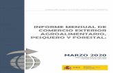 Informe mensual de Comercio exterior Agroalimentario y ... · “Informe mensual de Comercio Exterior Agroalimentario, Pesquero y Forestal: Marzo 2020” ... +7,4% respecto a los