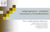 Subprogramas - módulos: Funciones y Procedimientos · Biblioteca Estándar de C Contiene una amplia colección de funciones para llevar a cabo cálculos matemáticos comunes, manipulaciones