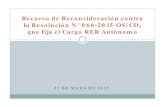 Recurso de Reconsideración contra la Resolución N° 066 ... · Déficit de las Fuentes de Financiamiento Modelo conforme a la Resolución N° 066-2015-OS/CD. Cargo FISE Cargo RER