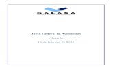 Junta General de Accionistas Almería 10 de febrero de 2020€¦ · Junta General de Accionistas Almería, 10 de febrero de 2020 INFORMACIÓN SOBRE EL PRIMER PUNTO DEL ORDEN DEL DÍA