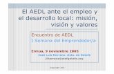 El AEDL ante el empleo y el desarrollo local: misión ...€¦ · El transcurso del tiempo... Año 1995 Año 2004 España UE15 España UE15 España UE15 % Var 95/04 % Var 95/04 Ocupados
