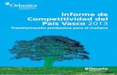 Informe Competitividad 2013...El Informe de Competitividad del País Vasco 2013 realiza un profundo estudio sobre seis pa-lancas de competitividad clave sobre las que la CAPV debería