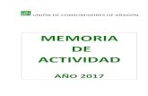 MEMORIA DE ACTIVIDAD - Unión de Consumidores de Aragón · I. ÁREA DE INFORMACIÓN Y DEFENSA DEL CONSUMIDOR Y USUARIO 1.- Oficina de Información al Consumidor y de Vivienda La